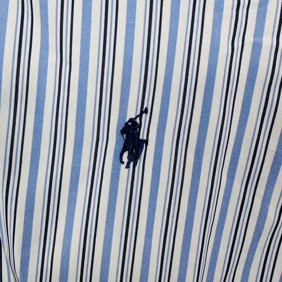 Polo Ralph Lauren Striped Button Down Shirt Mens Size XL 17.5 32/33 White Blue - Picture 5 of 8